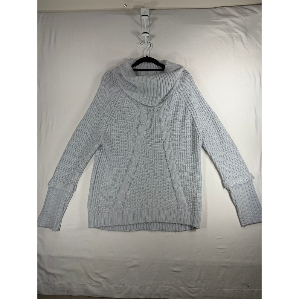 Ivanka Trump Cowl Neck Sweater Womens Medium Light Blue Excellent Cable Knit